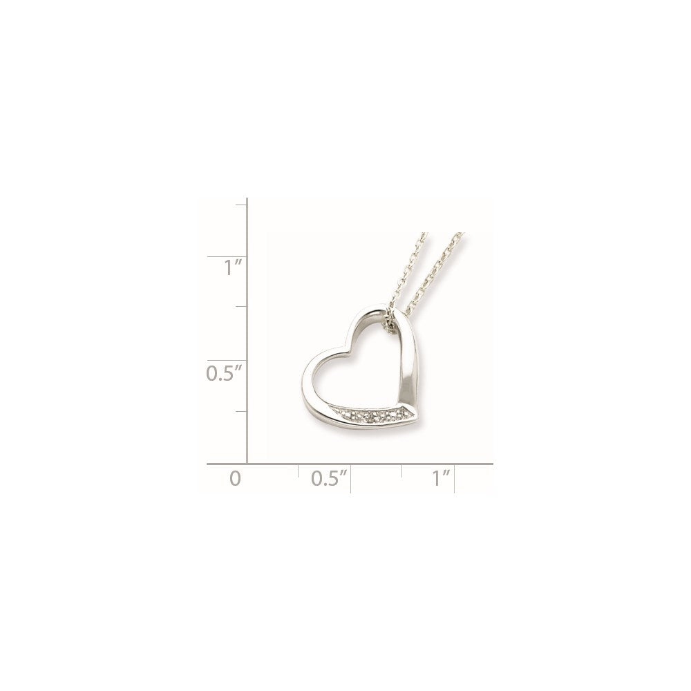 Sterlingsilber Rhodiniert Herz mit Diamant Halskette