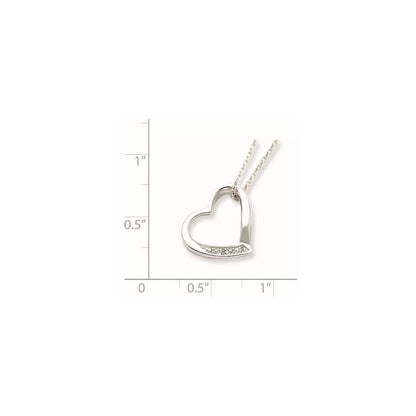 Sterlingsilber Rhodiniert Herz mit Diamant Halskette