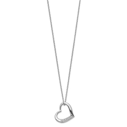 Sterlingsilber Rhodiniert Herz mit Diamant Halskette