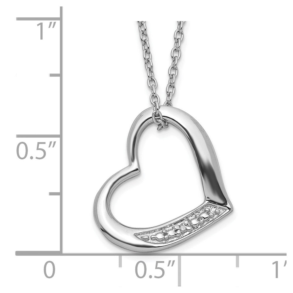 Sterlingsilber Rhodiniert Herz mit Diamant Halskette