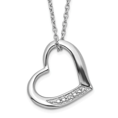 Sterlingsilber Rhodiniert Herz mit Diamant Halskette