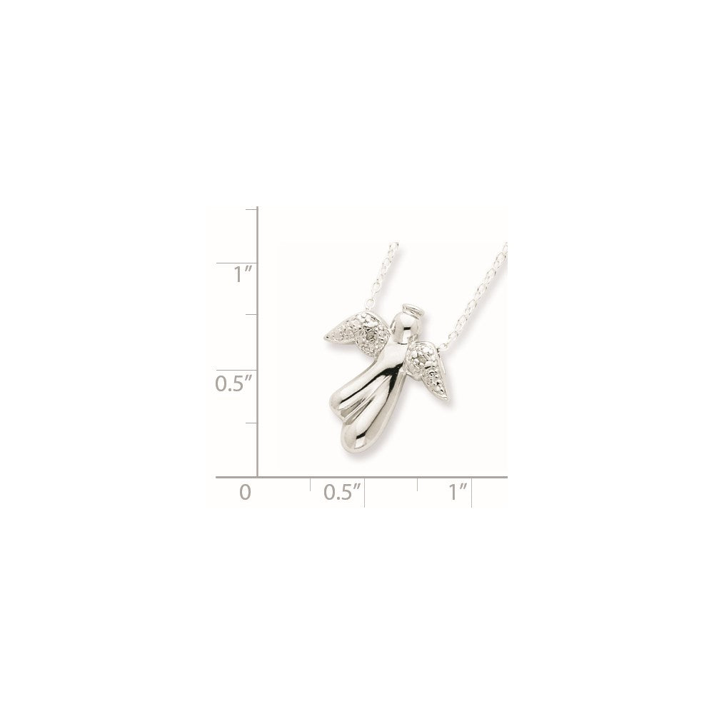 Sterlingsilber Rhodiniert Diamant Engel Halskette