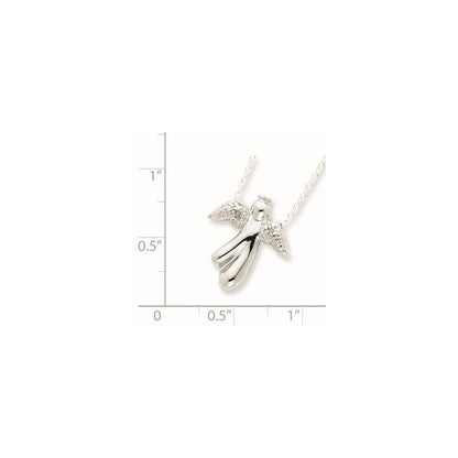 Sterlingsilber Rhodiniert Diamant Engel Halskette