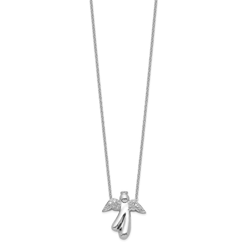 Sterlingsilber Rhodiniert Diamant Engel Halskette