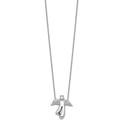 Sterlingsilber Rhodiniert Diamant Engel Halskette