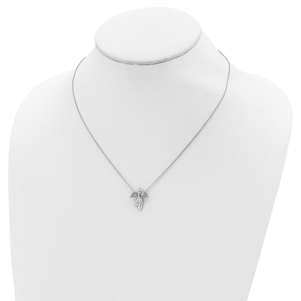 Sterlingsilber Rhodiniert Diamant Engel Halskette