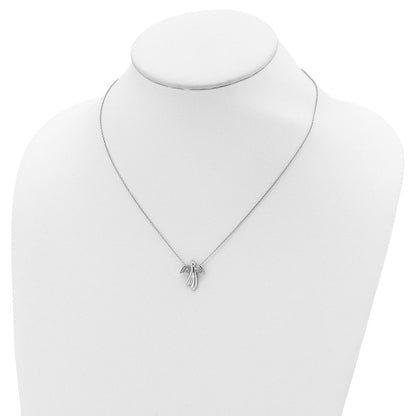 Sterlingsilber Rhodiniert Diamant Engel Halskette