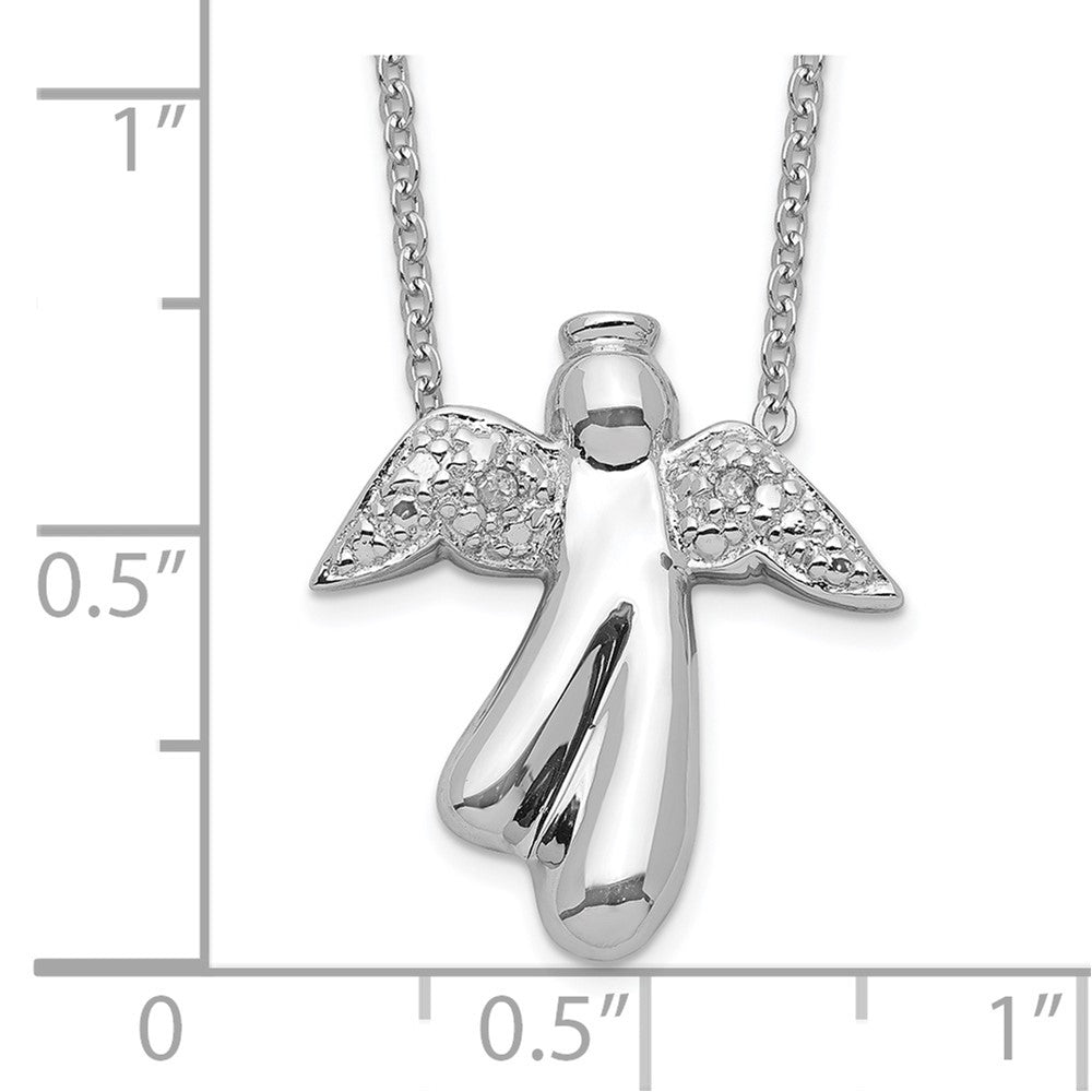 Sterlingsilber Rhodiniert Diamant Engel Halskette