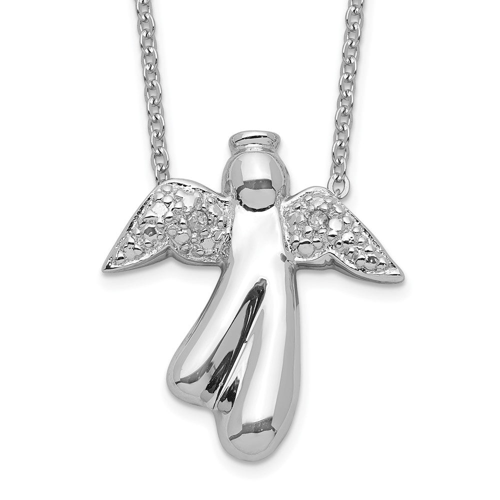 Sterlingsilber Rhodiniert Diamant Engel Halskette
