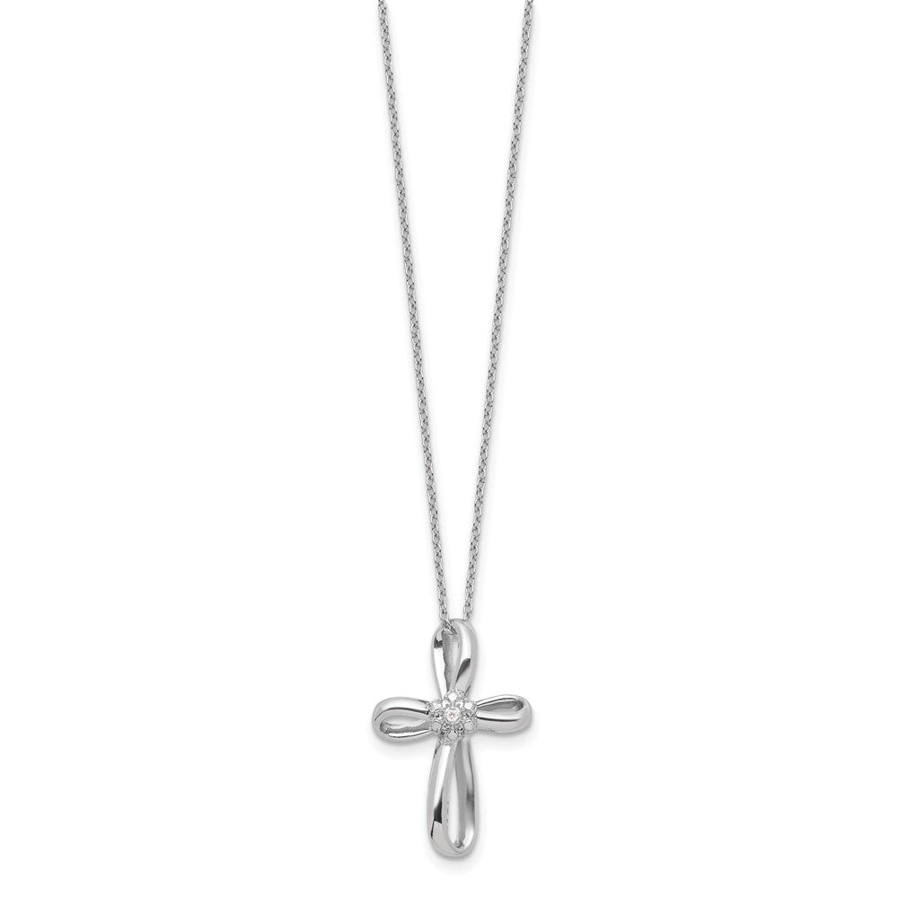 Sterlingsilber Rhodiniert Kreuz Diamant Halskette