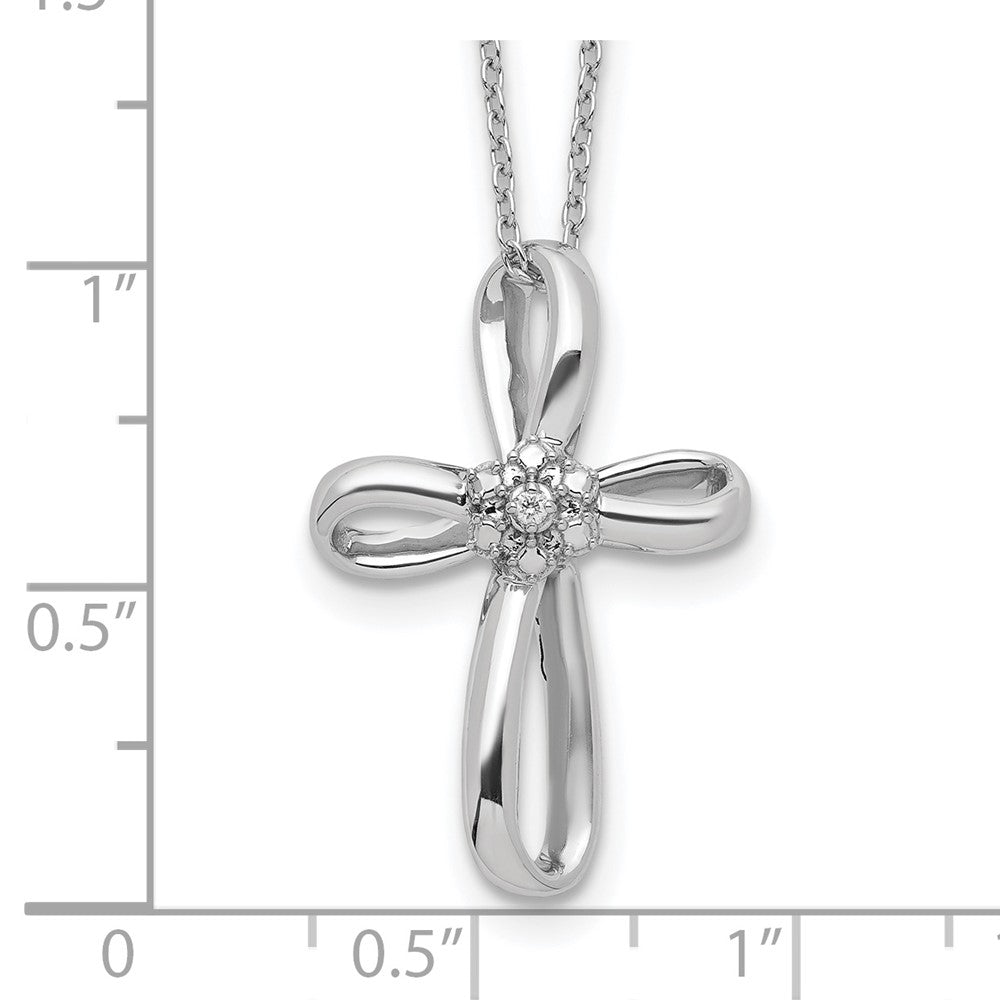 Sterlingsilber Rhodiniert Kreuz Diamant Halskette