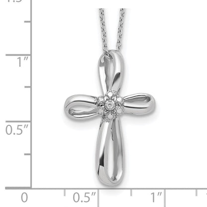 Sterlingsilber Rhodiniert Kreuz Diamant Halskette
