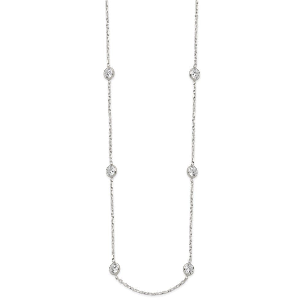 Sterlingsilber 16 Zoll mit 2 in Verlängerung. 8-station Zirkonia Halskette