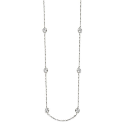 Sterlingsilber 16 Zoll mit 2 in Verlängerung. 8-station Zirkonia Halskette