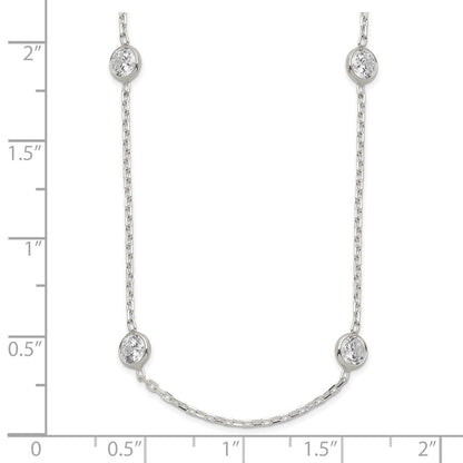 Sterlingsilber 16 Zoll mit 2 in Verlängerung. 8-station Zirkonia Halskette