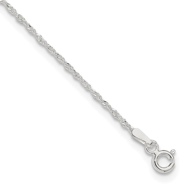 9 Zoll Sterlingsilber 1.3mm Singapurkette 9 Zoll Plus 1 Zoll Verlängerung. Kette Fußkettchen