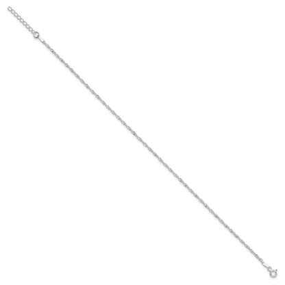 Sterlingsilber Singapurkette 9 Zoll Plus 1 Zoll Verlängerung. Fußkettchen