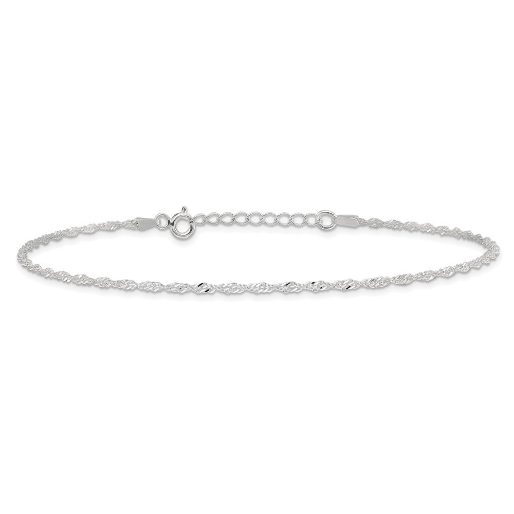 Sterlingsilber Singapurkette 9 Zoll Plus 1 Zoll Verlängerung. Fußkettchen