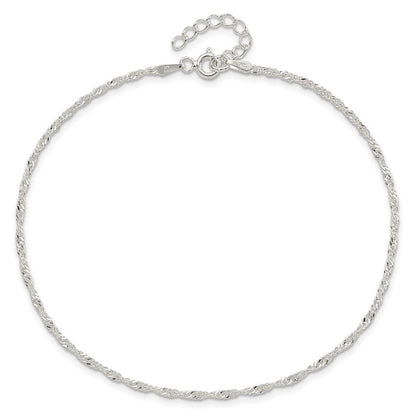 Sterlingsilber Singapurkette 9 Zoll Plus 1 Zoll Verlängerung. Fußkettchen