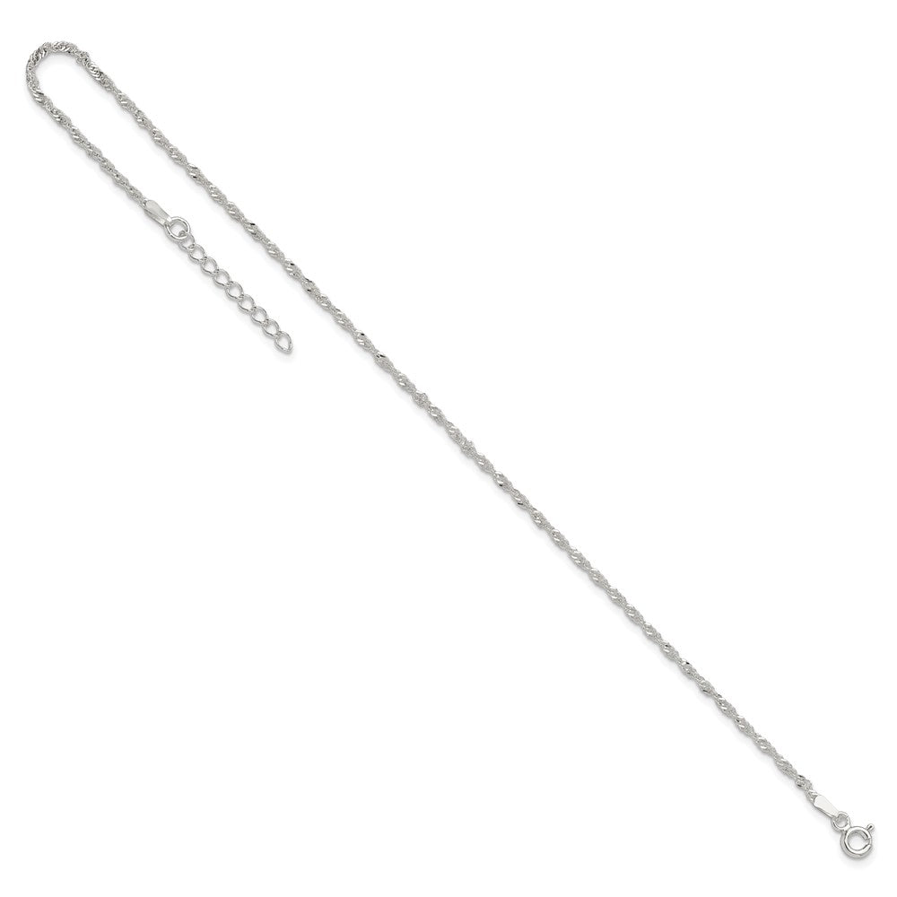 Sterlingsilber Singapurkette 9 Zoll Plus 1 Zoll Verlängerung. Fußkettchen