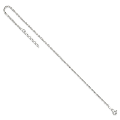 Sterlingsilber Singapurkette 9 Zoll Plus 1 Zoll Verlängerung. Fußkettchen
