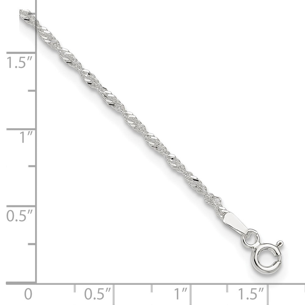Sterlingsilber Singapurkette 9 Zoll Plus 1 Zoll Verlängerung. Fußkettchen