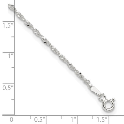 Sterlingsilber Singapurkette 9 Zoll Plus 1 Zoll Verlängerung. Fußkettchen