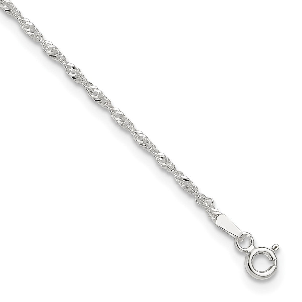 Sterlingsilber Singapurkette 9 Zoll Plus 1 Zoll Verlängerung. Fußkettchen