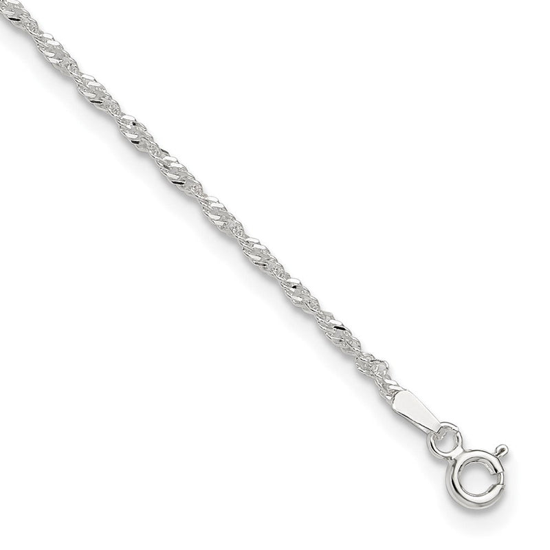 Sterlingsilber Singapurkette 9 Zoll Plus 1 Zoll Verlängerung. Fußkettchen