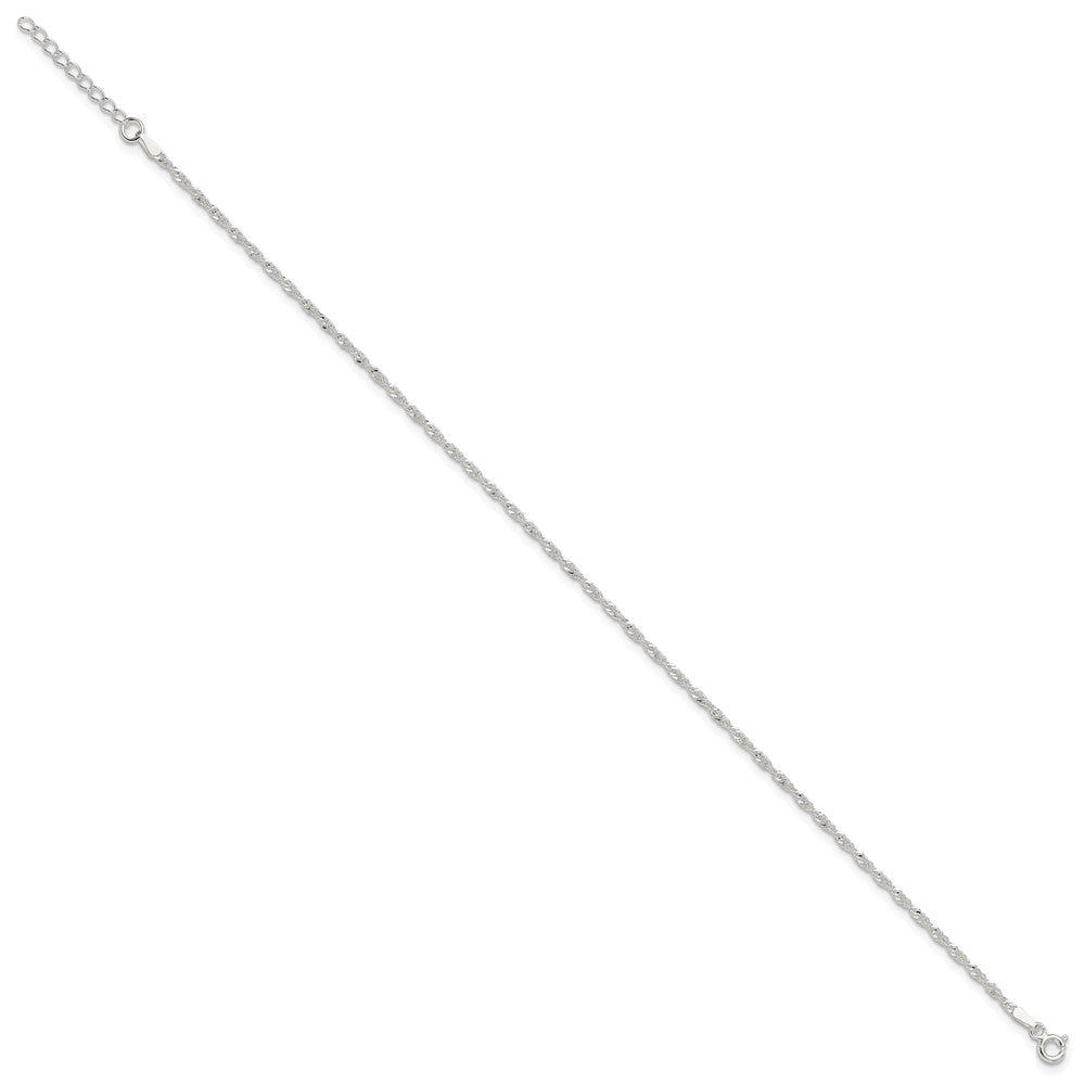 9 Zoll Sterlingsilber in Singapurkette Plus 1 Zoll Verlängerung. Kette Fußkettchen