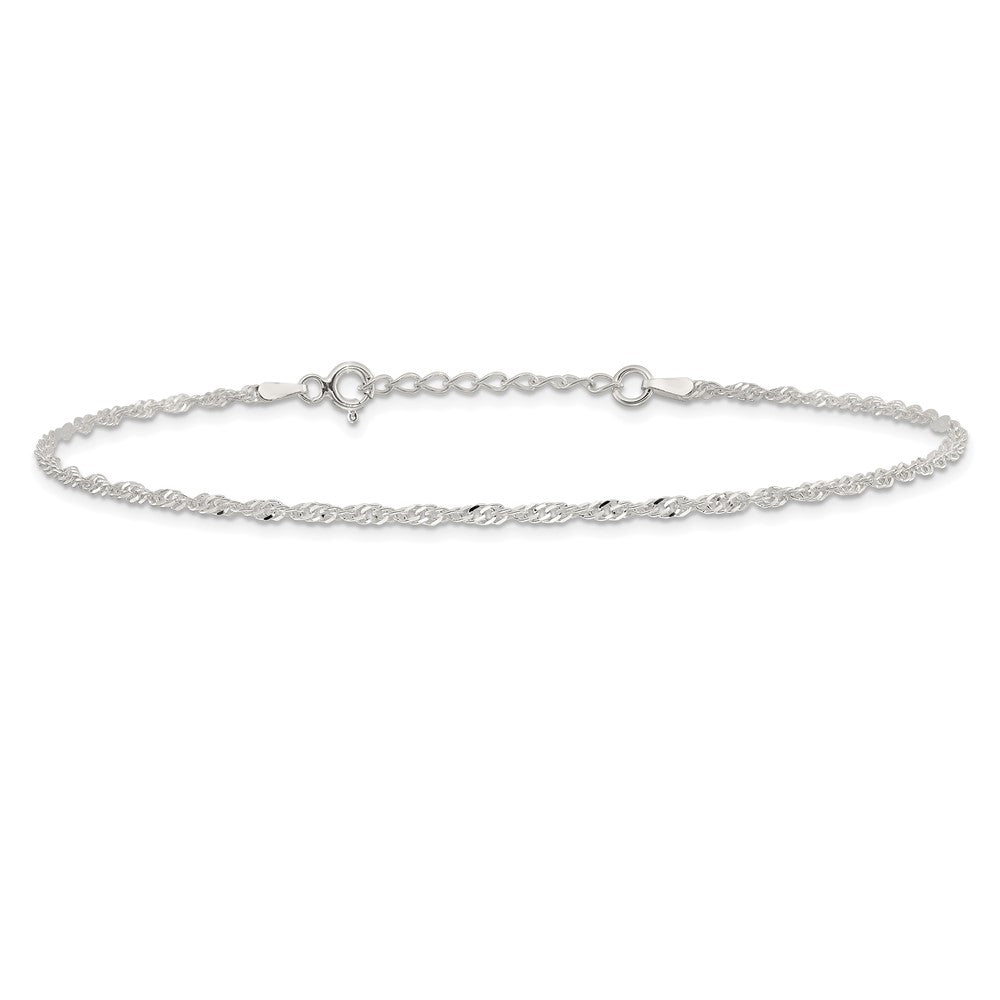 9 Zoll Sterlingsilber in Singapurkette Plus 1 Zoll Verlängerung. Kette Fußkettchen