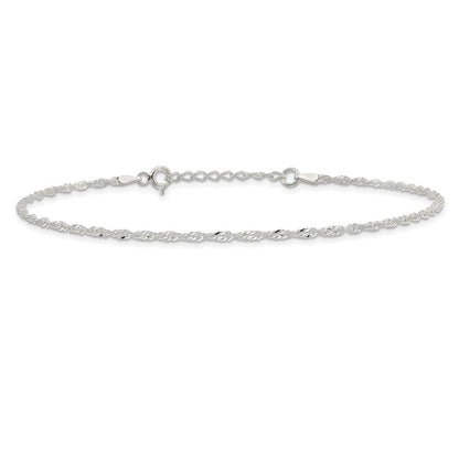 9 Zoll Sterlingsilber in Singapurkette Plus 1 Zoll Verlängerung. Kette Fußkettchen