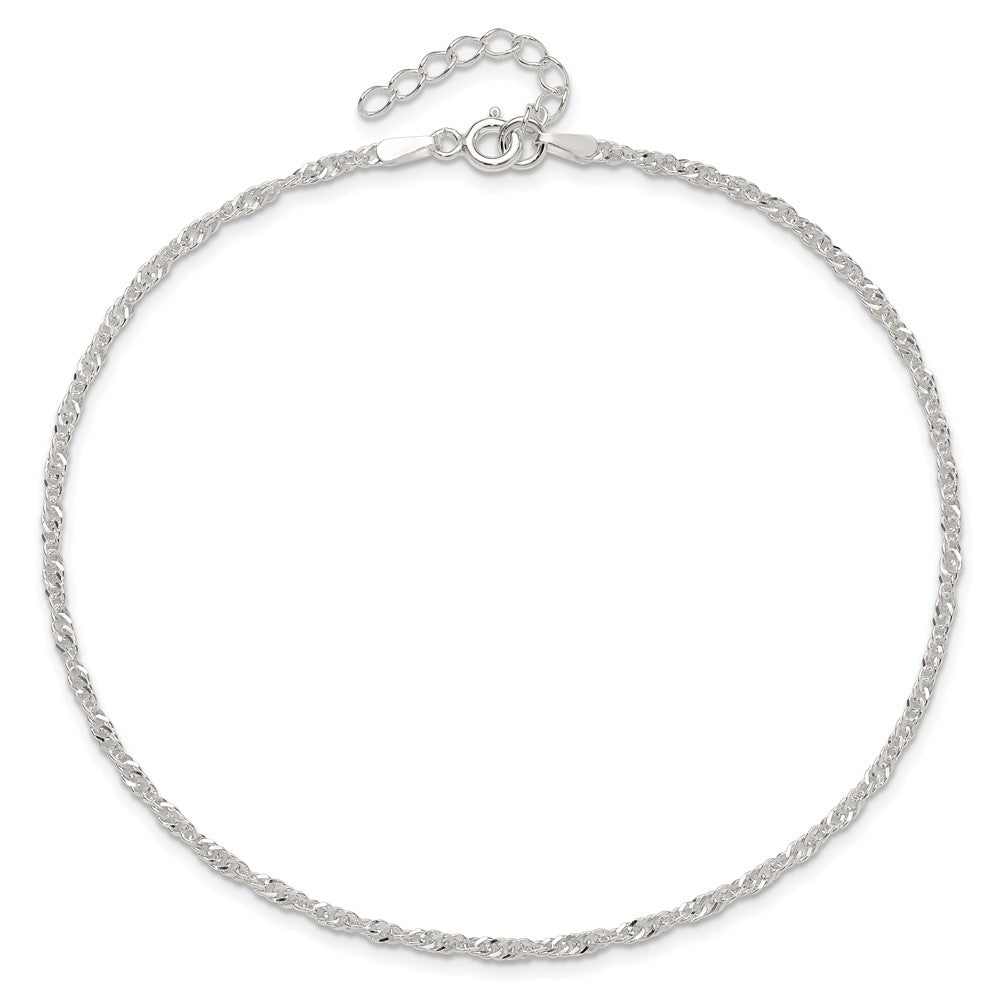 9 Zoll Sterlingsilber in Singapurkette Plus 1 Zoll Verlängerung. Kette Fußkettchen