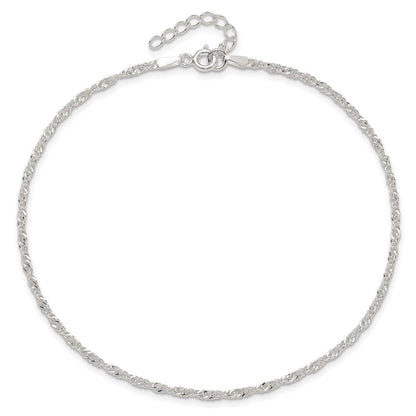 9 Zoll Sterlingsilber in Singapurkette Plus 1 Zoll Verlängerung. Kette Fußkettchen