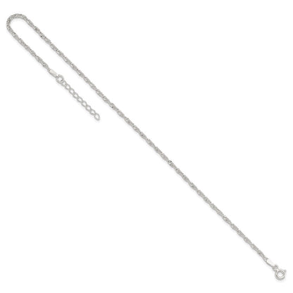 9 Zoll Sterlingsilber in Singapurkette Plus 1 Zoll Verlängerung. Kette Fußkettchen