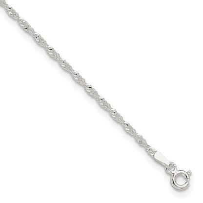 9 Zoll Sterlingsilber in Singapurkette Plus 1 Zoll Verlängerung. Kette Fußkettchen