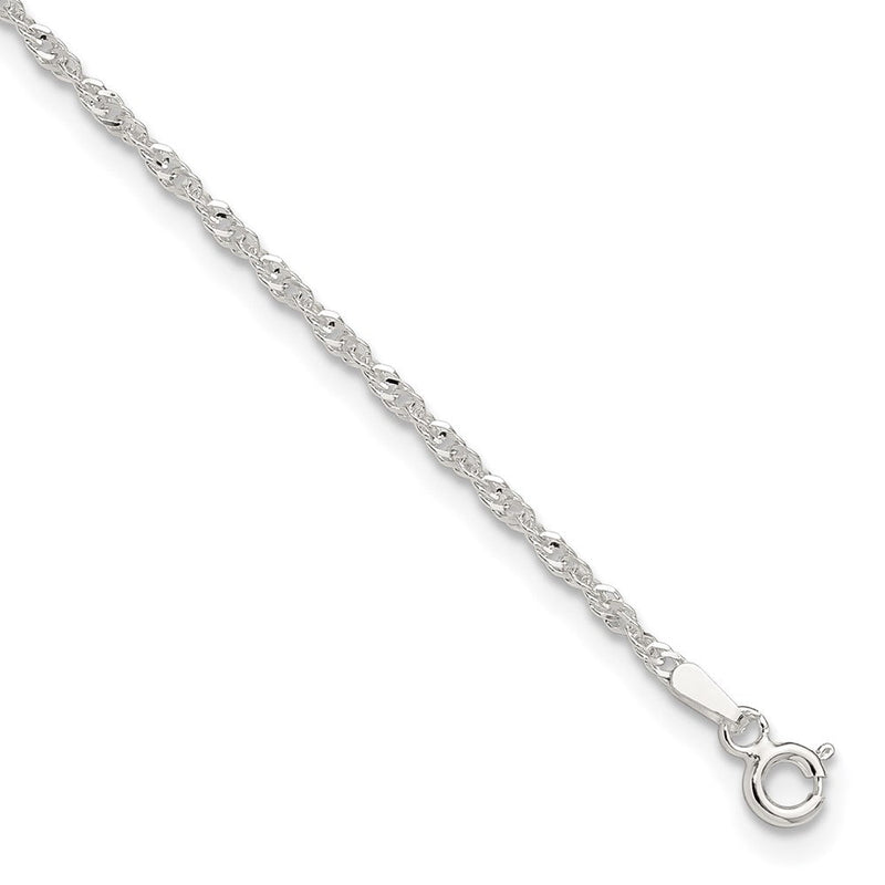 9 Zoll Sterlingsilber in Singapurkette Plus 1 Zoll Verlängerung. Kette Fußkettchen