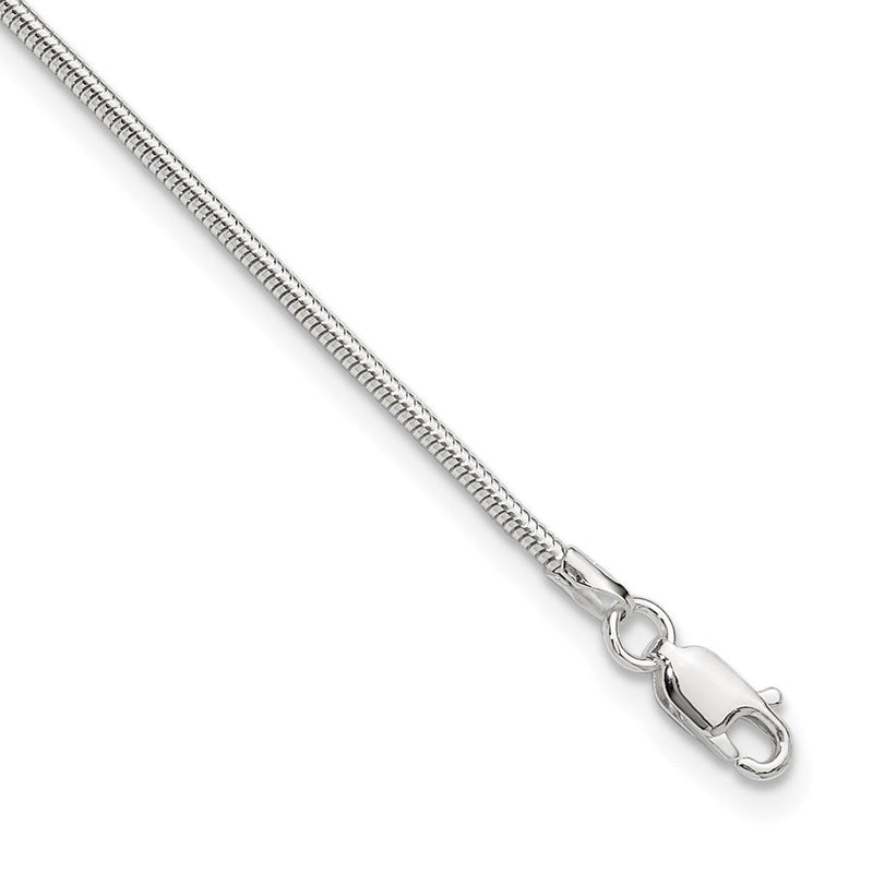 9 Zoll Sterlingsilber 1.5mm Rund Schlange Kette 9 Zoll Plus 1 Zoll Verlängerung. Fußkettchen