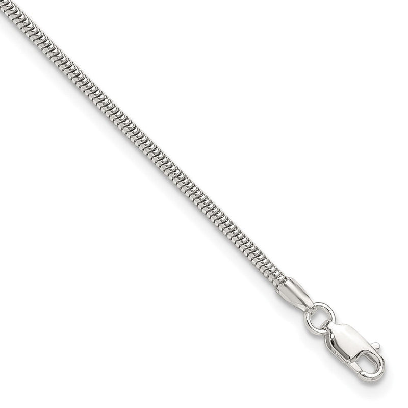 9 Zoll Sterlingsilber 2mm Schlange Kette 9 Zoll Plus 1 Zoll Verlängerung. Fußkettchen