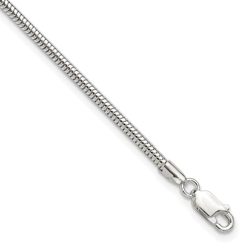 9 Zoll Sterlingsilber 2.5mm Schlange Kette 9 Zoll Plus 1 Zoll Verlängerung. Fußkettchen