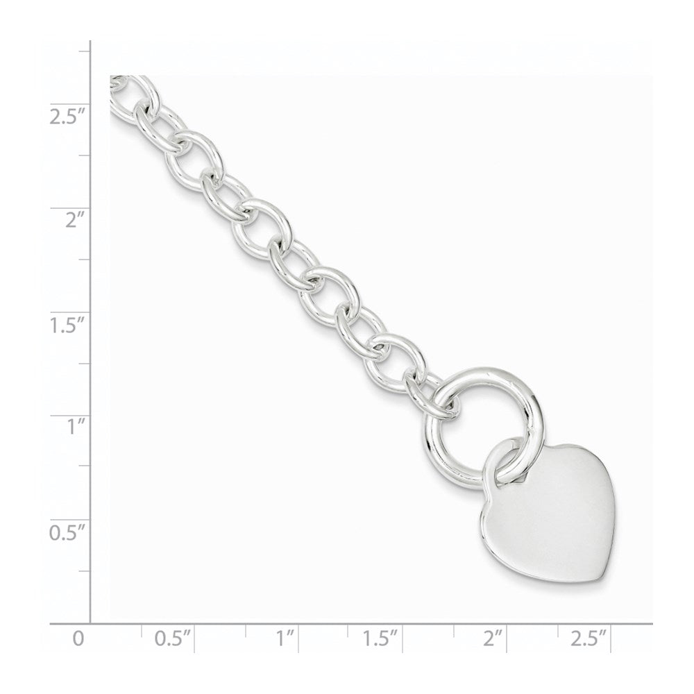7.75 Zoll Sterlingsilber Gravierbar Herz Plättchen Knebel Armband