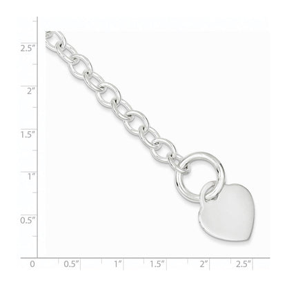 7.75 Zoll Sterlingsilber Gravierbar Herz Plättchen Knebel Armband