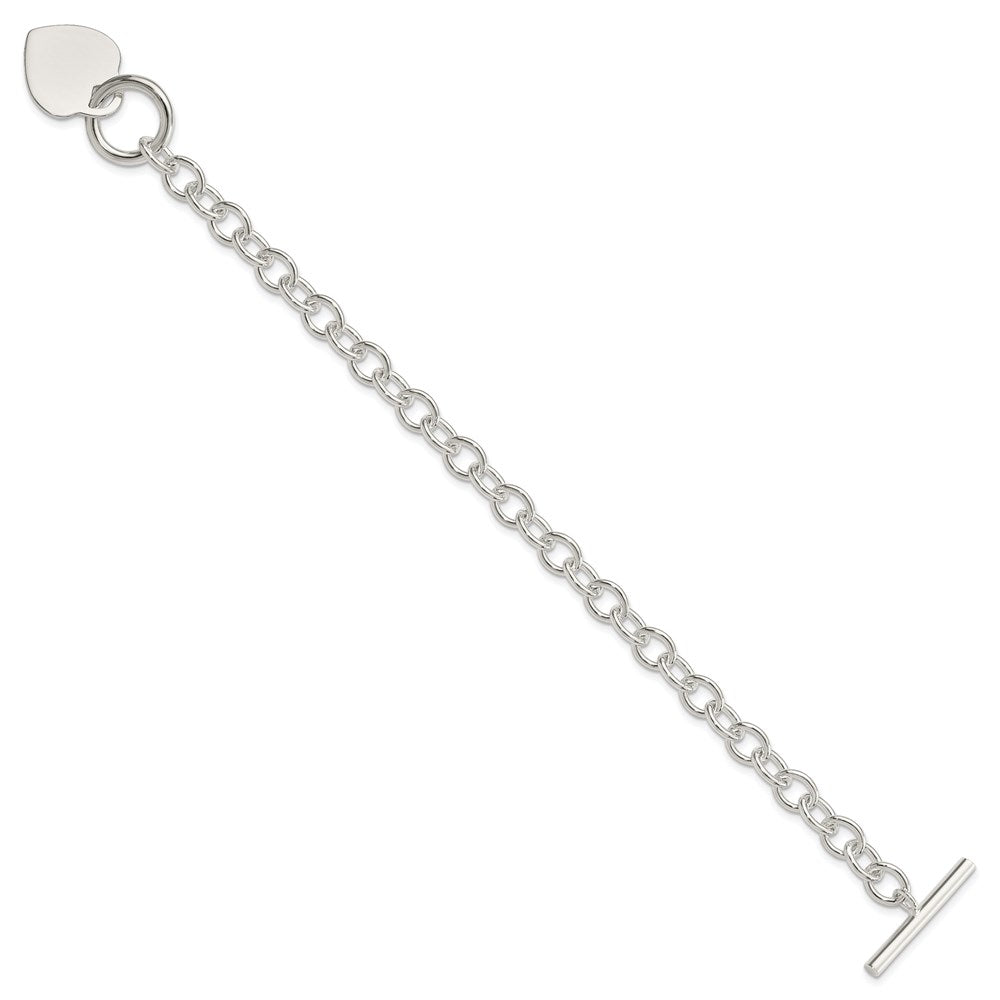 7.75 Zoll Sterlingsilber Gravierbar Herz Plättchen Knebel Armband