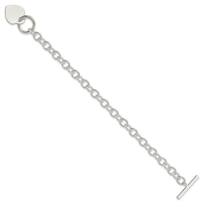 7.75 Zoll Sterlingsilber Gravierbar Herz Plättchen Knebel Armband
