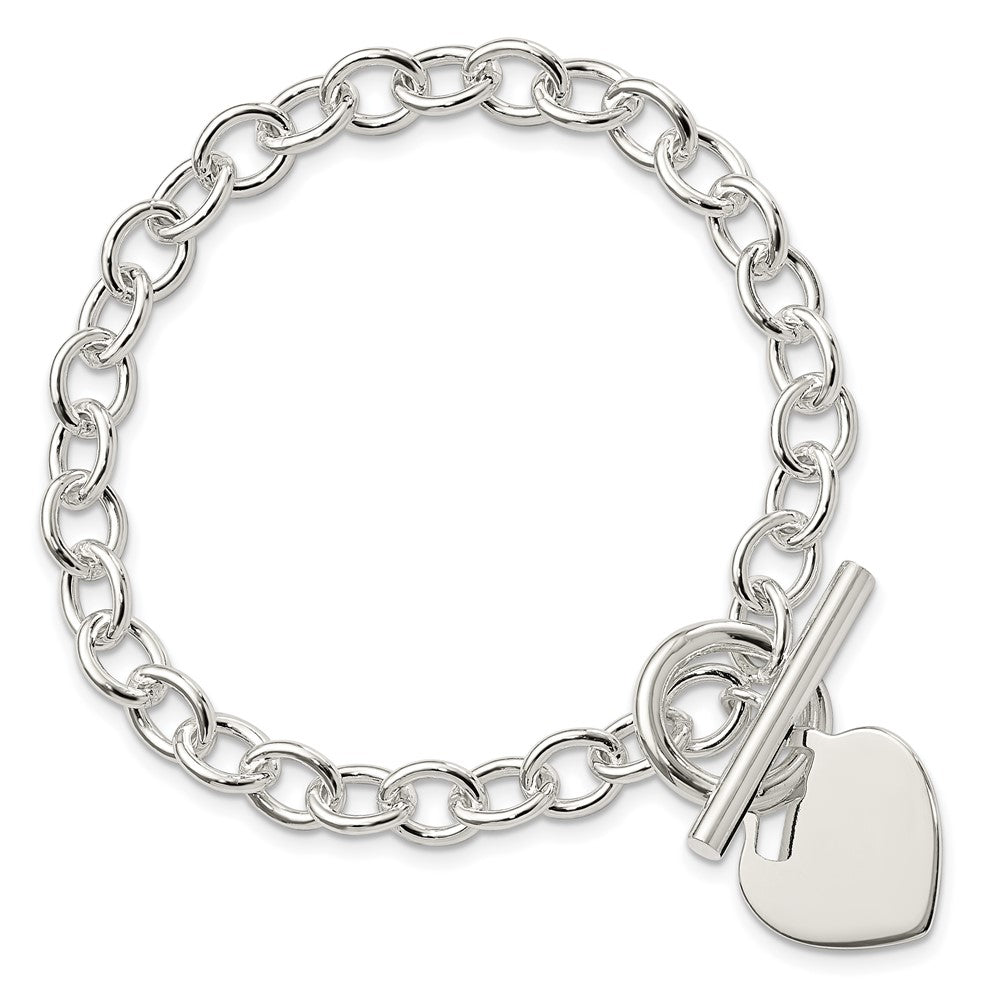 7.75 Zoll Sterlingsilber Gravierbar Herz Plättchen Knebel Armband