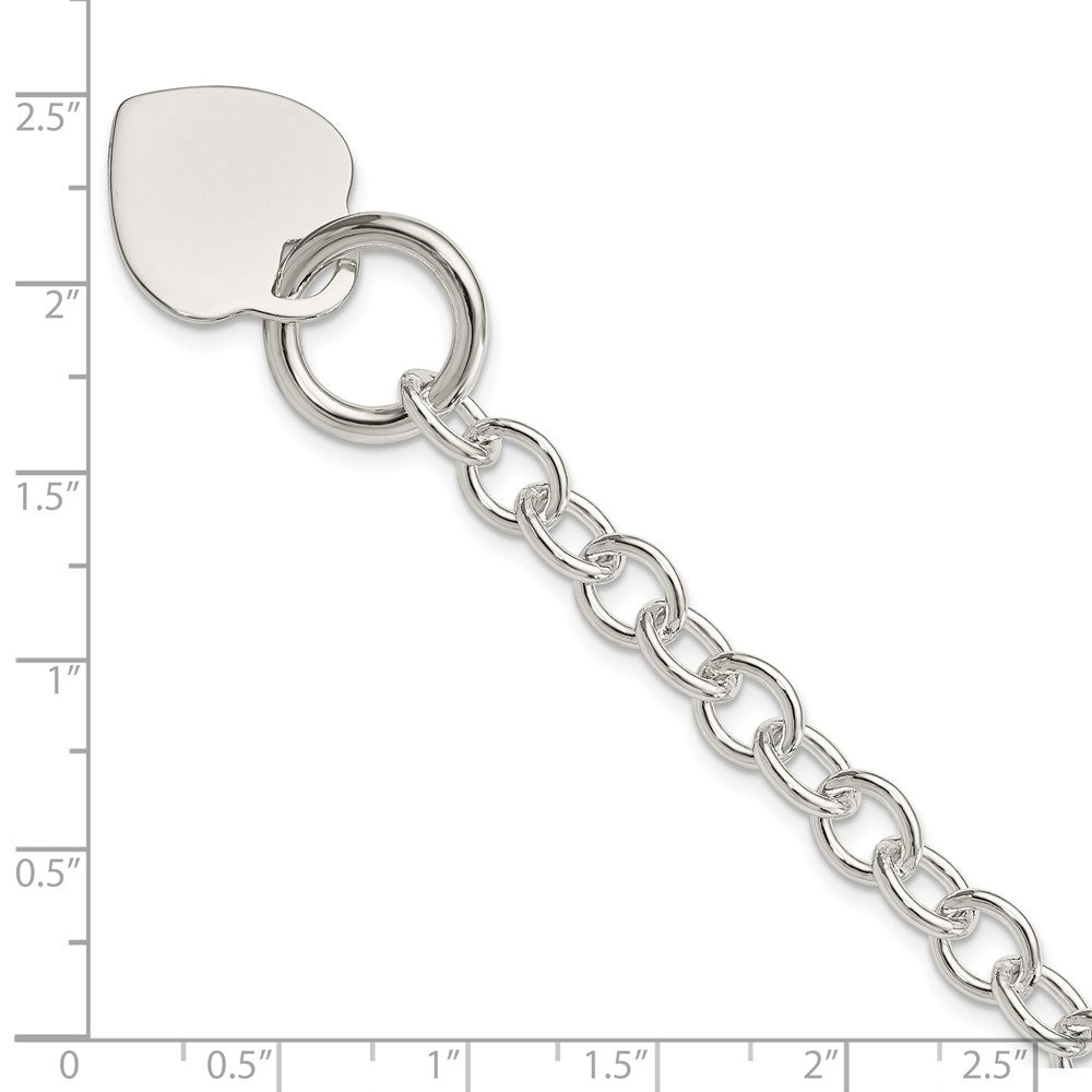 7.75 Zoll Sterlingsilber Gravierbar Herz Plättchen Knebel Armband