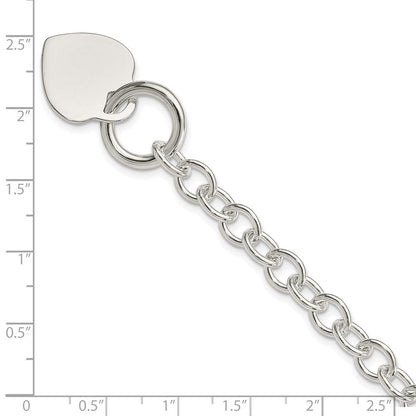 7.75 Zoll Sterlingsilber Gravierbar Herz Plättchen Knebel Armband