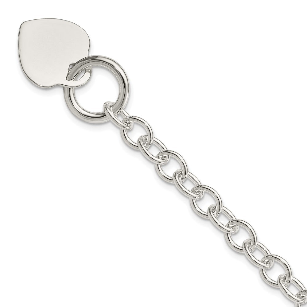 7.75 Zoll Sterlingsilber Gravierbar Herz Plättchen Knebel Armband