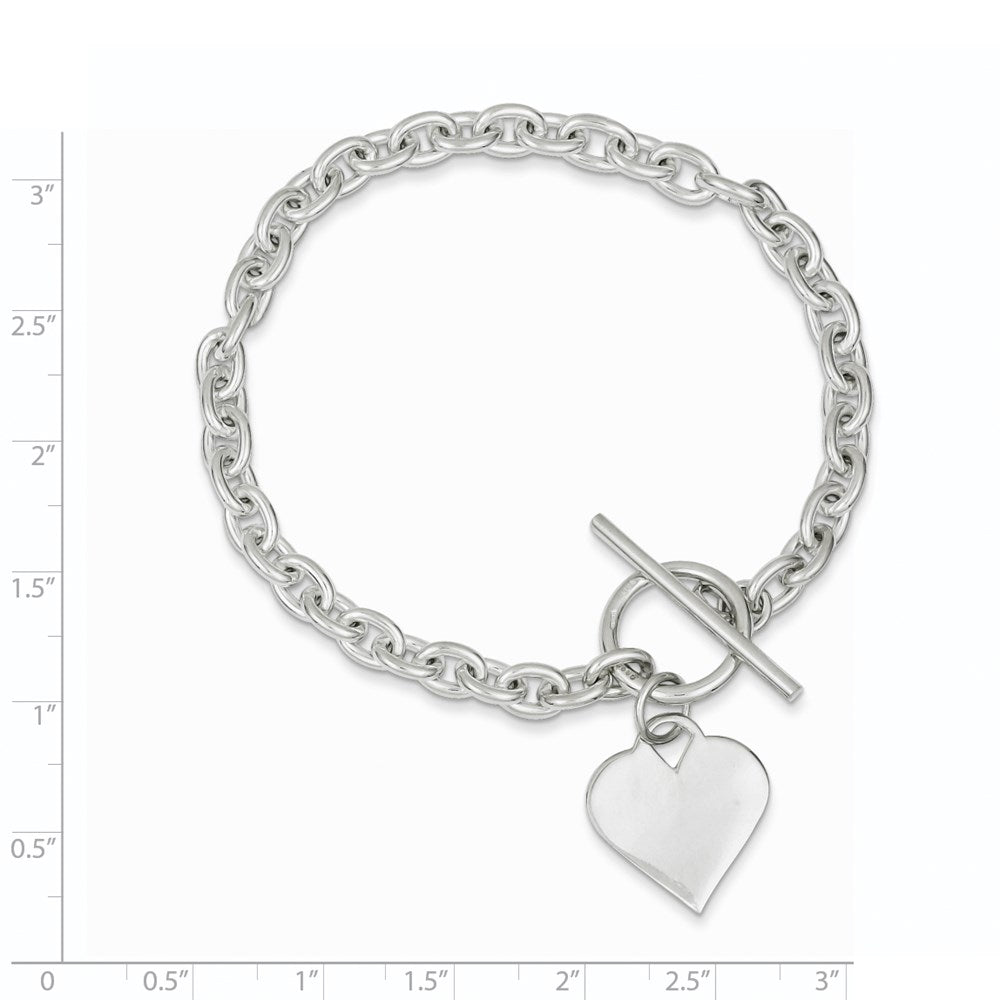8 Zoll Sterlingsilber Gravierbar Herz Knebel Armband