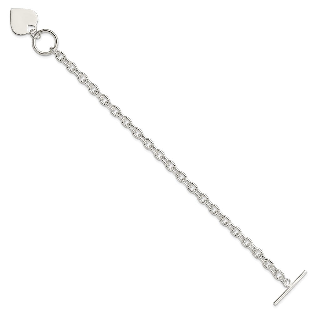 8 Zoll Sterlingsilber Gravierbar Herz Knebel Armband
